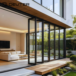 Verborgen scharnierontwerp, thermische onderbreking, aluminium accordeonvouwdeuren, buitendeur met glazen vouwmechanisme, moderne residentiële tuin- en terrasdeur