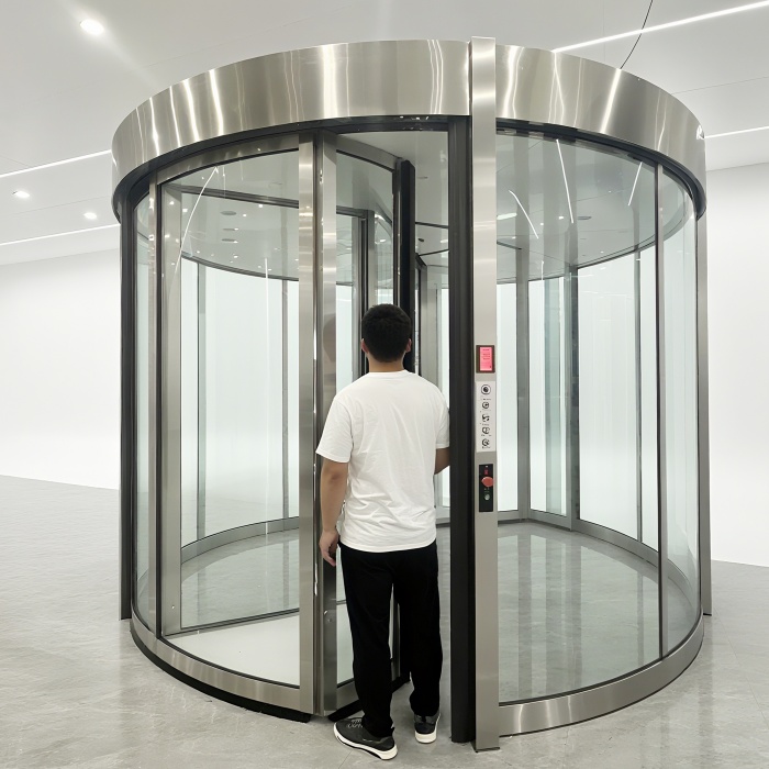 Elektrische glazen entree met sensor, commerciële 3-vleugelige automatische luxe draaideur voor kantoor, hotellobby