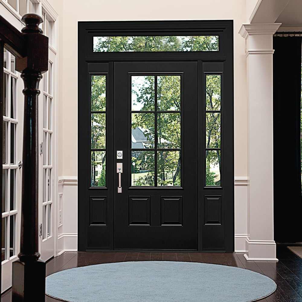 Extra Grote Aluminium Voordeur met Massief Hout en Glazen Zijlicht