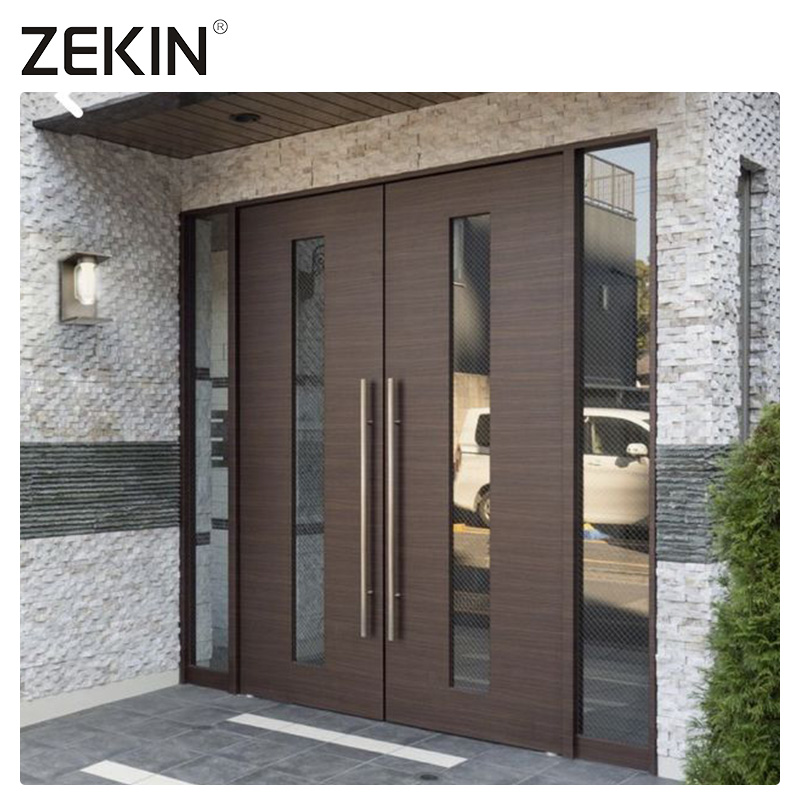 ZEKIN Luxe Voordeur Bruine Draaideur Buitendeur Veiligheid Aluminium Voordeur Draaideur voor Thuis