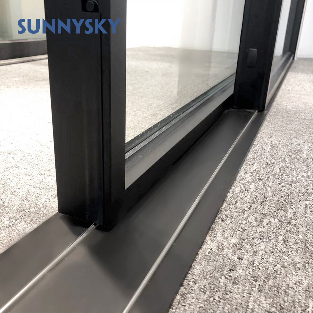 Sunnysky Commercial Modern Shop Storefront Sliding Glass Doors Aluminum Front Entry Doors Fiberglass Exterior Large Glass Doors