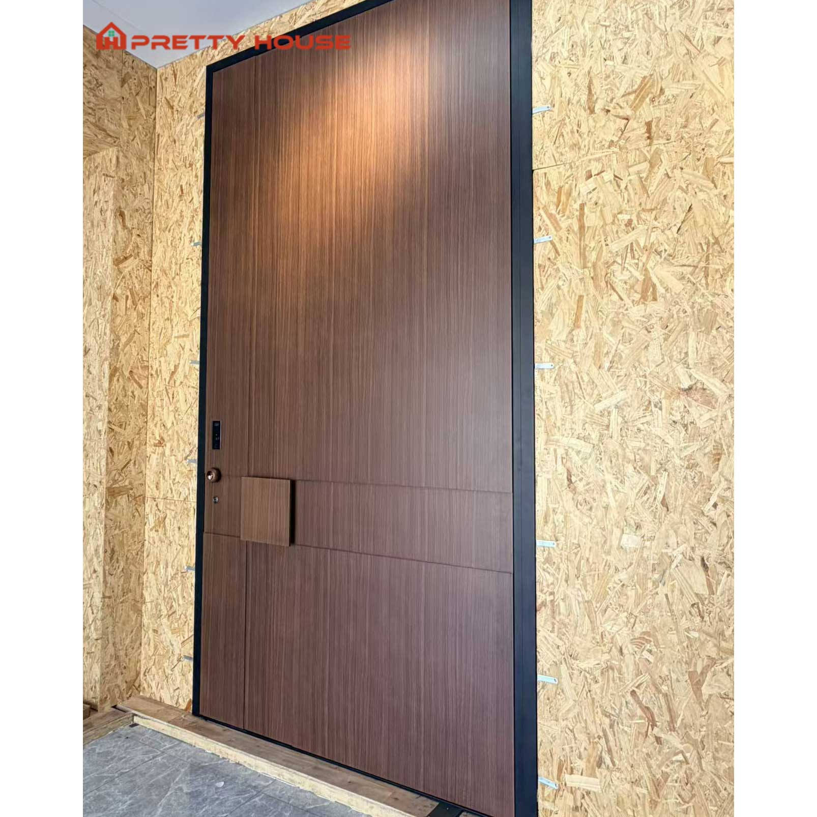 Prettyhouse Custom Buitendeur met Draai-Pivot Luxe Veiligheids Aluminium Voordeur Moderne Beveiligings Anti-diefstal Voordeur