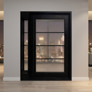Sen-Yi HBS-224 Op maat gemaakte moderne draaideur van smeedijzer met gehard glas, luxe woonfront van staal