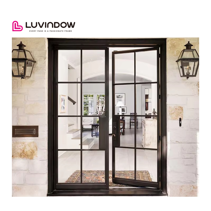 Luvindow Best Seller Aluminium Automatische Buitendeur met Dubbel Glas, Sectioneel Ontwerp, Warm Glas, Toegangsdeuren voor Woningen