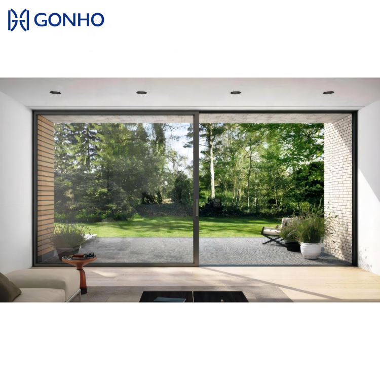 GONHO Franse deur voor balkon, aluminium schuifdeur, geluidsisolerende terrasdeur, dubbele beglazing, stalen balkondeur
