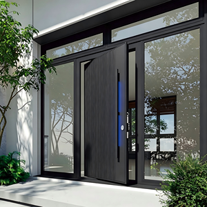 Extra grote aluminium draaideur met offset afwerking, CNC-ontwerp, gehard glas, slim slot, waterdicht, moderne villa, China, totaaloplossing