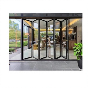 Thermisch onderbroken aluminium vouwdeur 8+18A+8 dubbel glas gehard glas terras entree vouwdeur