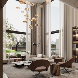 Complete interieurontwerpservice voor uw woning: Italiaanse luxe villa, 3D Max rendering, huisdecoratie met bouwmaterialen.