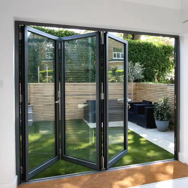 Op maat gemaakte, moderne, robuuste vouwdeuren van aluminiumlegering met dubbele laag gehard glas en thermische isolatie voor buitenruimtes van villa's.