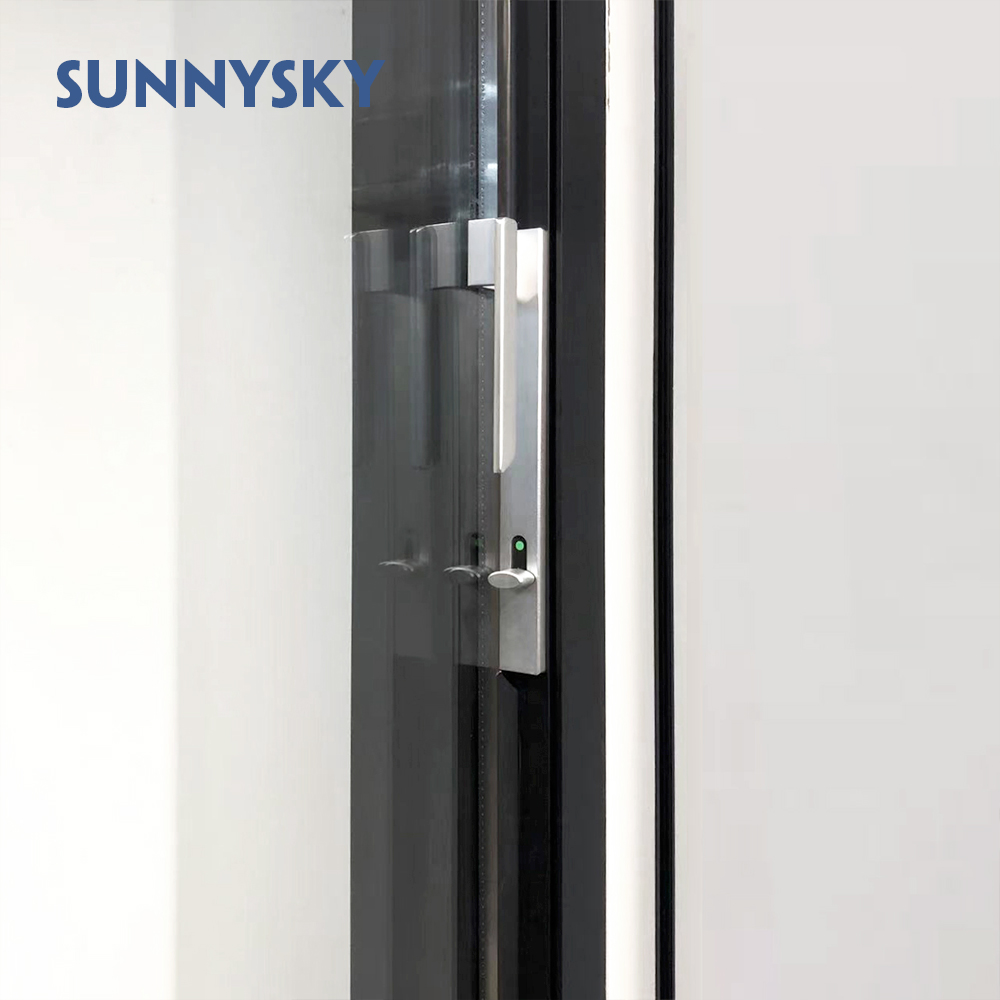 Sunnysky Commercial Modern Shop Storefront Sliding Glass Doors Aluminum Front Entry Doors Fiberglass Exterior Large Glass Doors