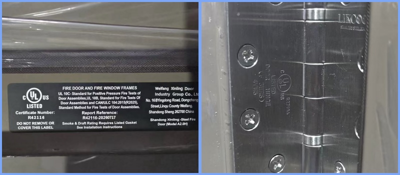 UL Listed 1 2 3 Hour Fire Rated Steel Door Hollow Metal Flush Door with Panic Bar Emergency Exit Wholesale Factory