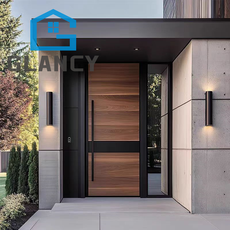 Moderne draaibare deur met groot 3-punts slot, slim stalen frame, antidiefstalbeveiliging, geschikt voor villa's, houten entrees en hotels, hoogwaardige waterbestendige veiligheidsdeur.