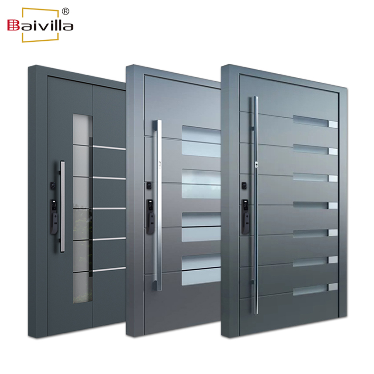 Luxe slimme aluminium voordeur met meerdere sloten, enkele voordeur, antidiefstalbeveiliging, draaideur voordeur, villapoort.