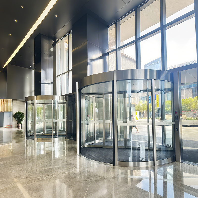Elektrische glazen entree met sensor, commerciële 3-vleugelige automatische luxe draaideur voor kantoor, hotellobby