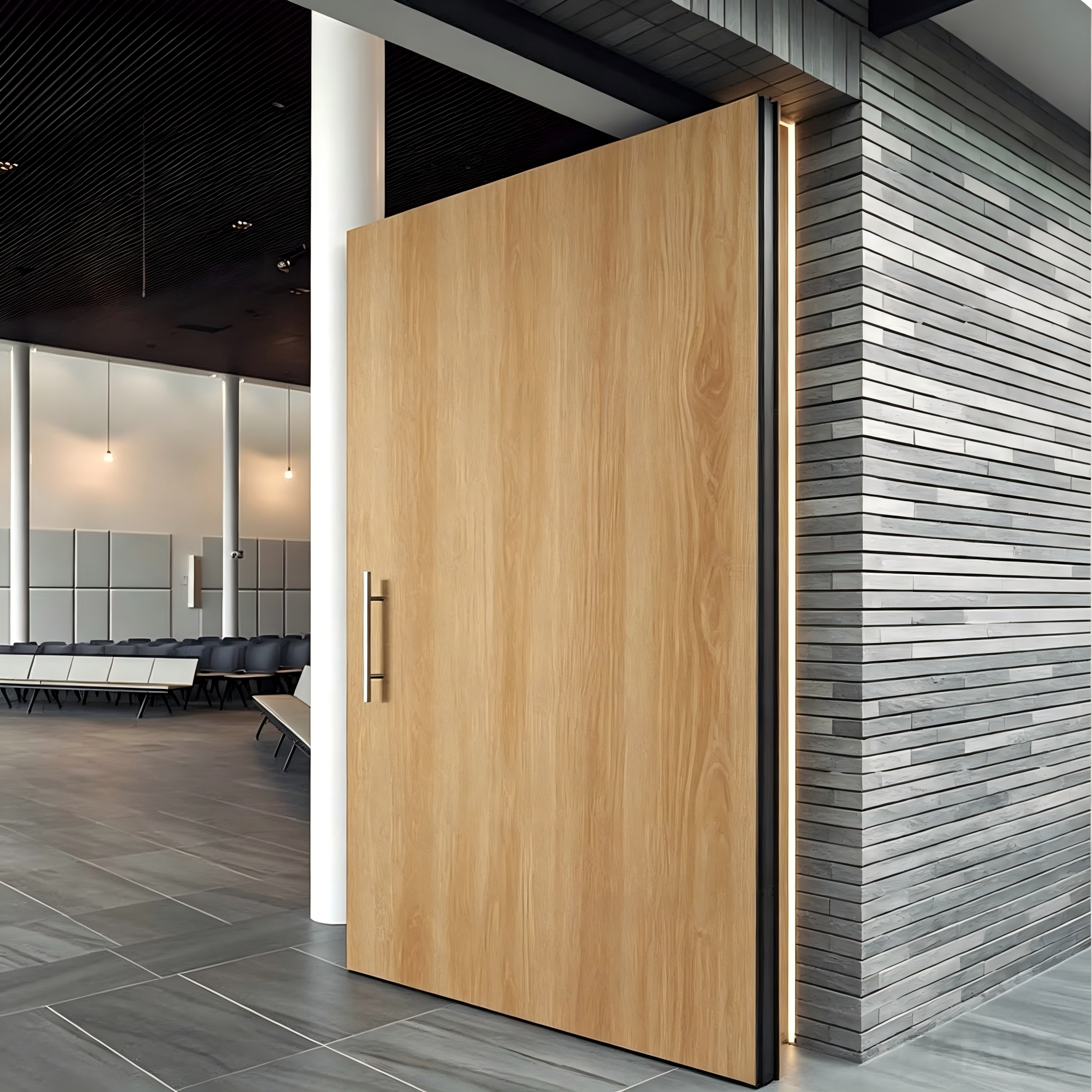 Grote aluminium draaideur met offset-as, dubbel glas, antidiefstal slim slot, PVDF-coating, luxe villa, China, totaal