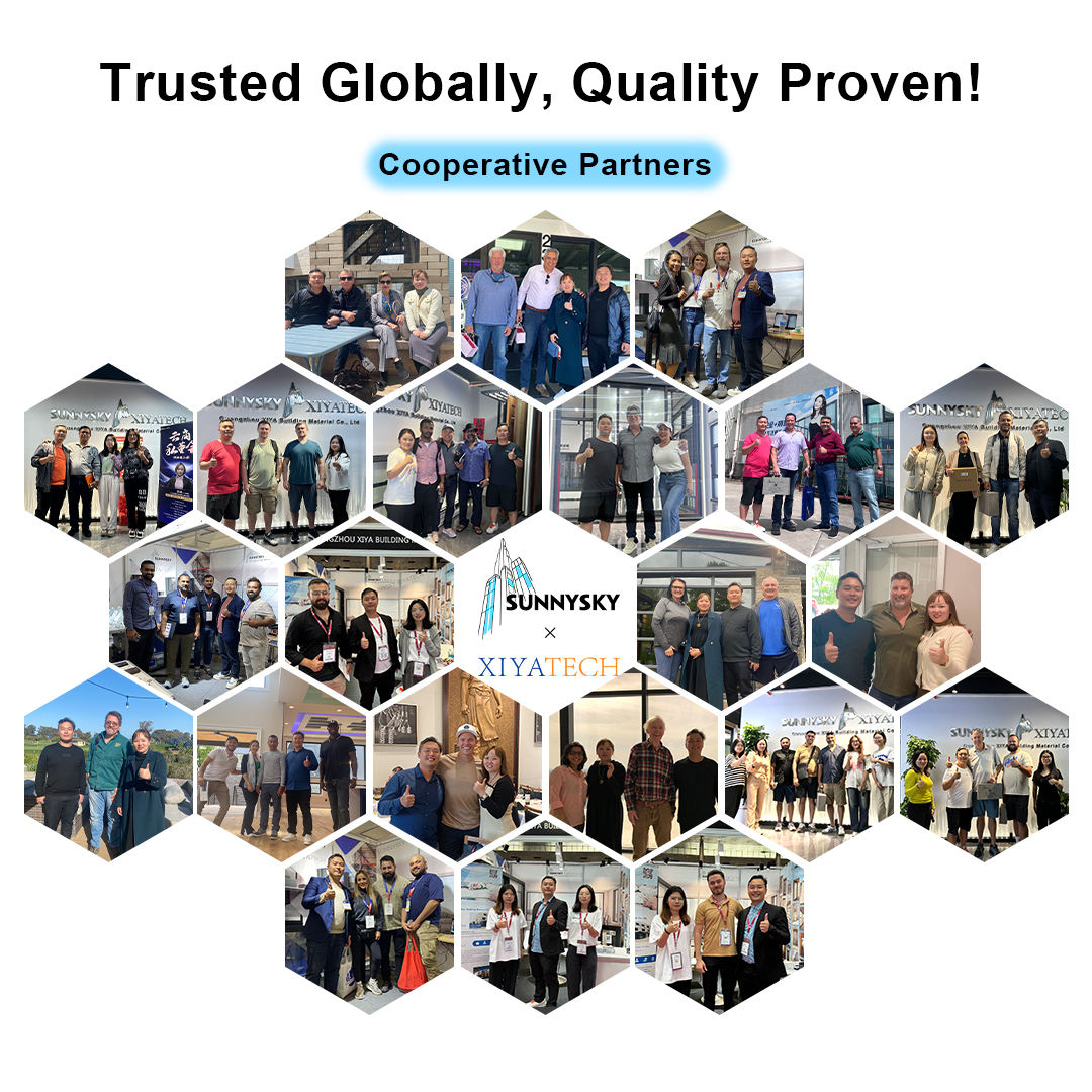 Sunnysky Factory Groothandel Residentiële Buitendeuren Hoofdingang Commerciële Buitendeuren Aluminium Dubbelglas Franse Draaideur