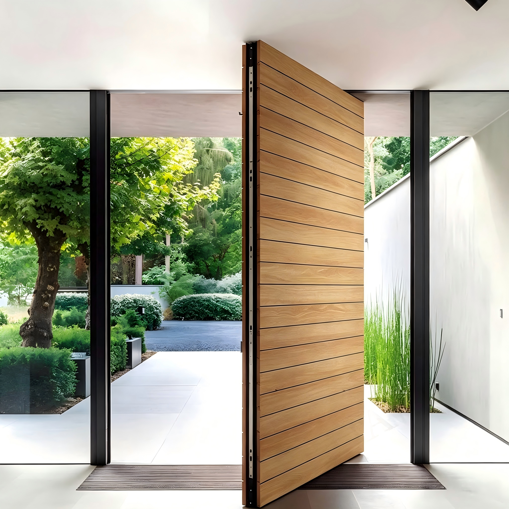 Grote aluminium draaideur met offset-as, dubbel glas, antidiefstal slim slot, PVDF-coating, luxe villa, China, totaal