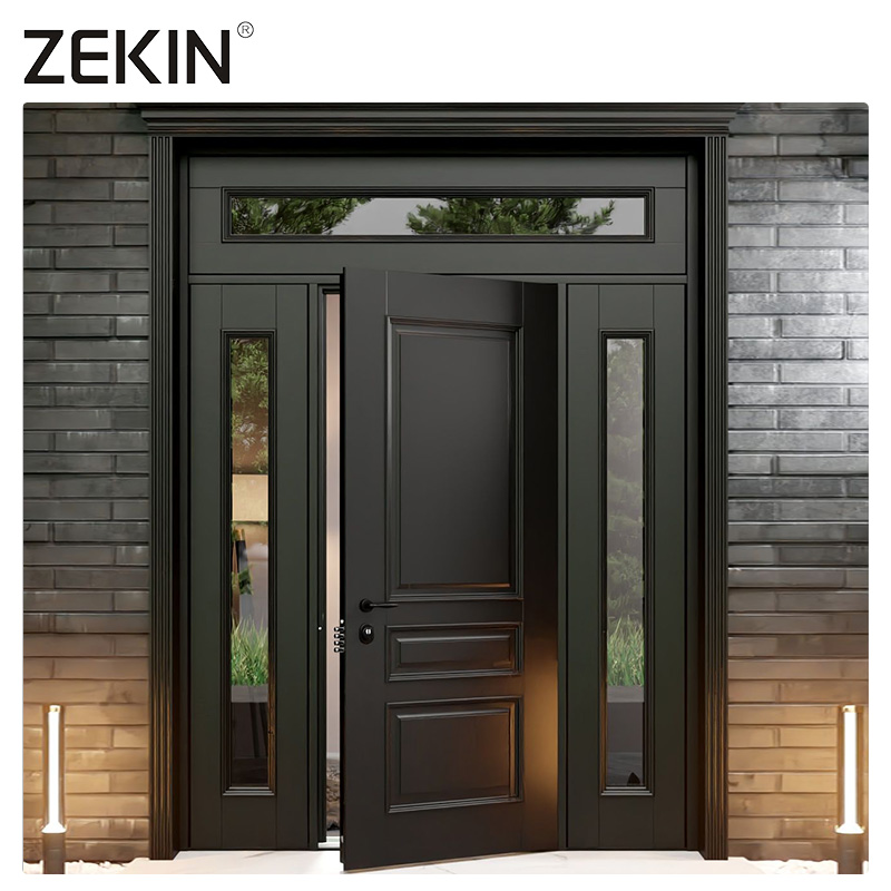ZEKIN Luxe Voordeur Bruine Draaideur Buitendeur Veiligheid Aluminium Voordeur Draaideur voor Thuis