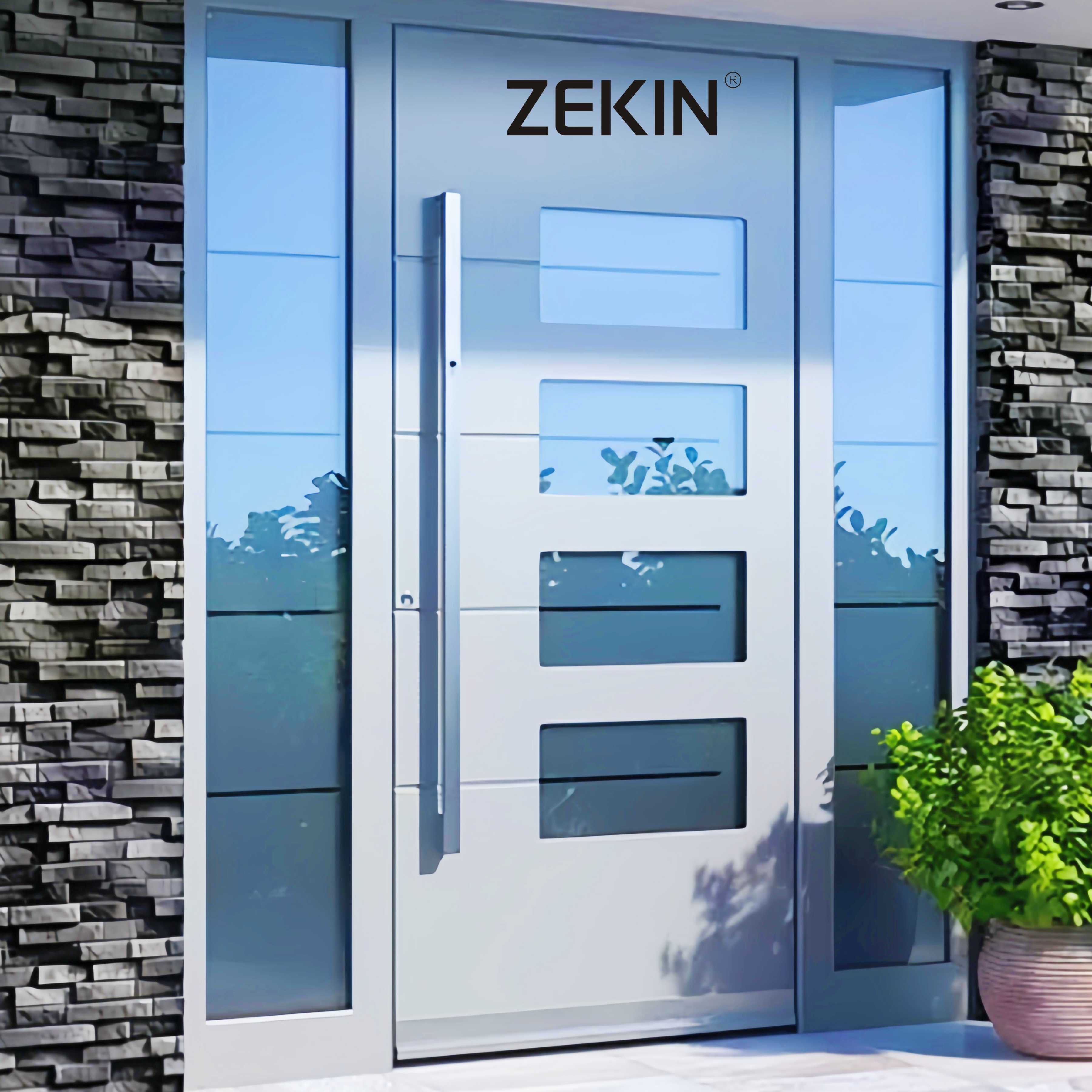 ZEKIN Aluminium Entree Deur Aluminium Voordeur Buitendeur Draaideur Veiligheidspoort Kunstmatige Intelligentie Slot