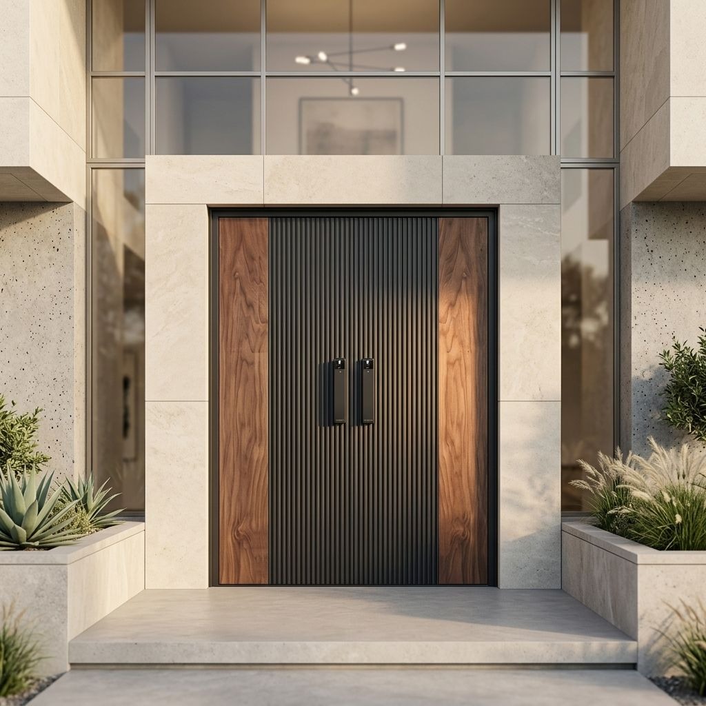 Minimalistische Aluminium Taatsdeur met Duurzame Houtnerfstructuur