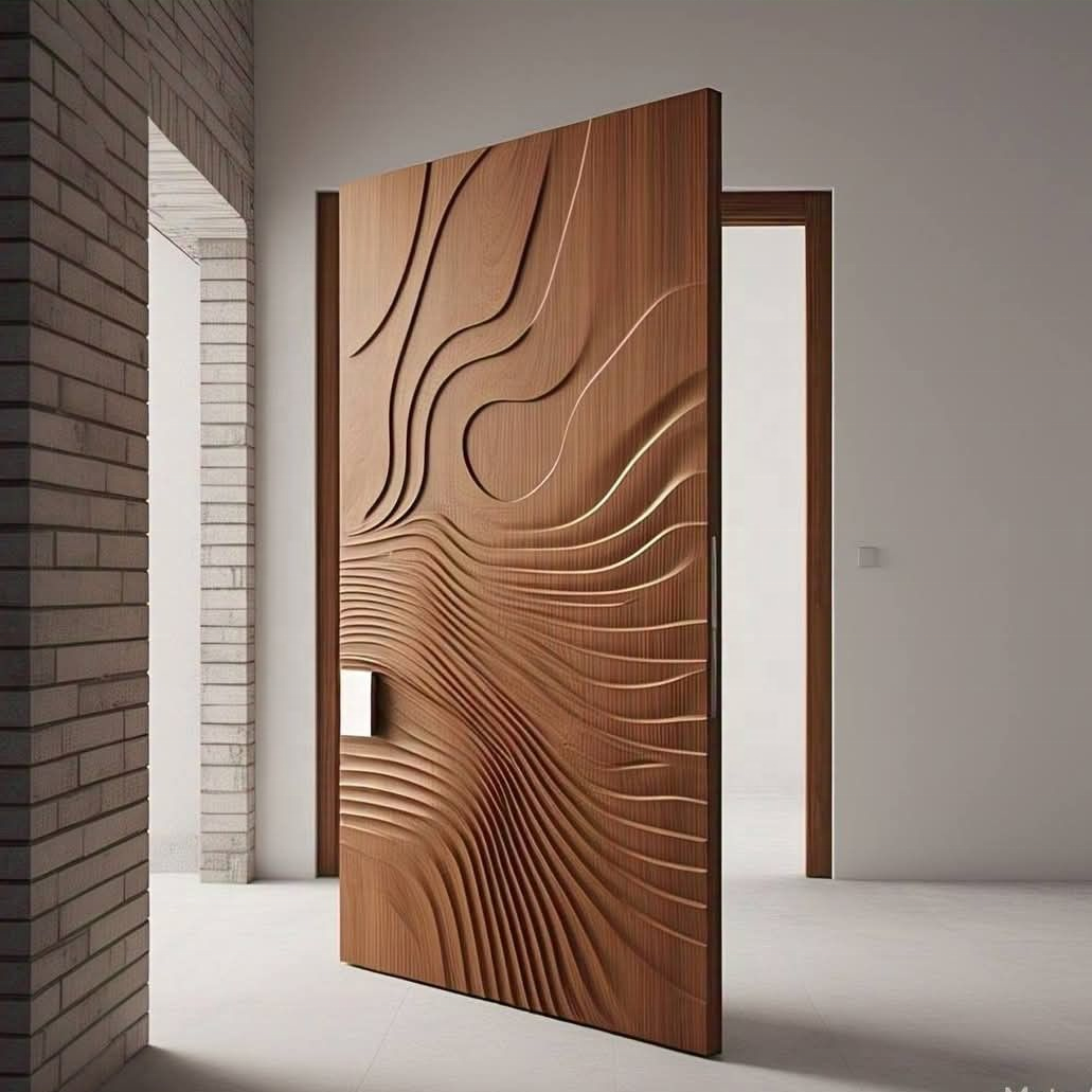 Luxe, moderne draaideur van aluminiumlegering voor de voordeur van residentiële hotels, villa's en appartementen.