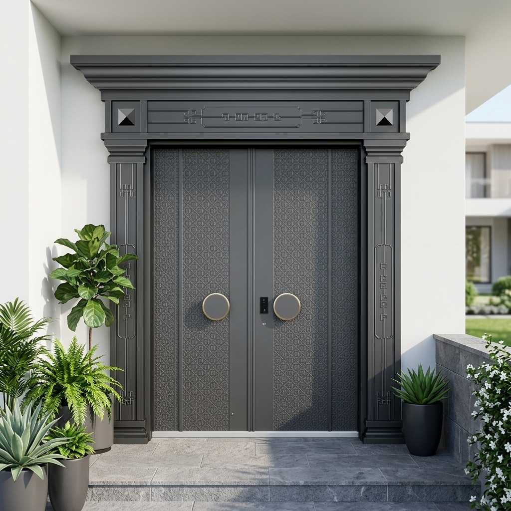 HuiAng hoogwaardige, op maat gemaakte luxe buitendeur, minimalistisch design voor villa's, veiligheidsontwerp, gegoten aluminium, waterbestendig, 1 jaar garantie