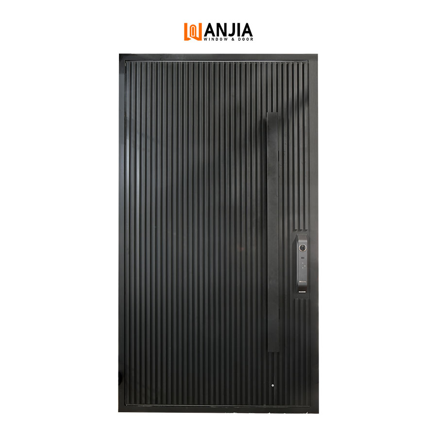 Robuuste aluminium veiligheidsdeur met zijlichten, moderne aluminium voordeur, buitendeur met veiligheidsfunctie.