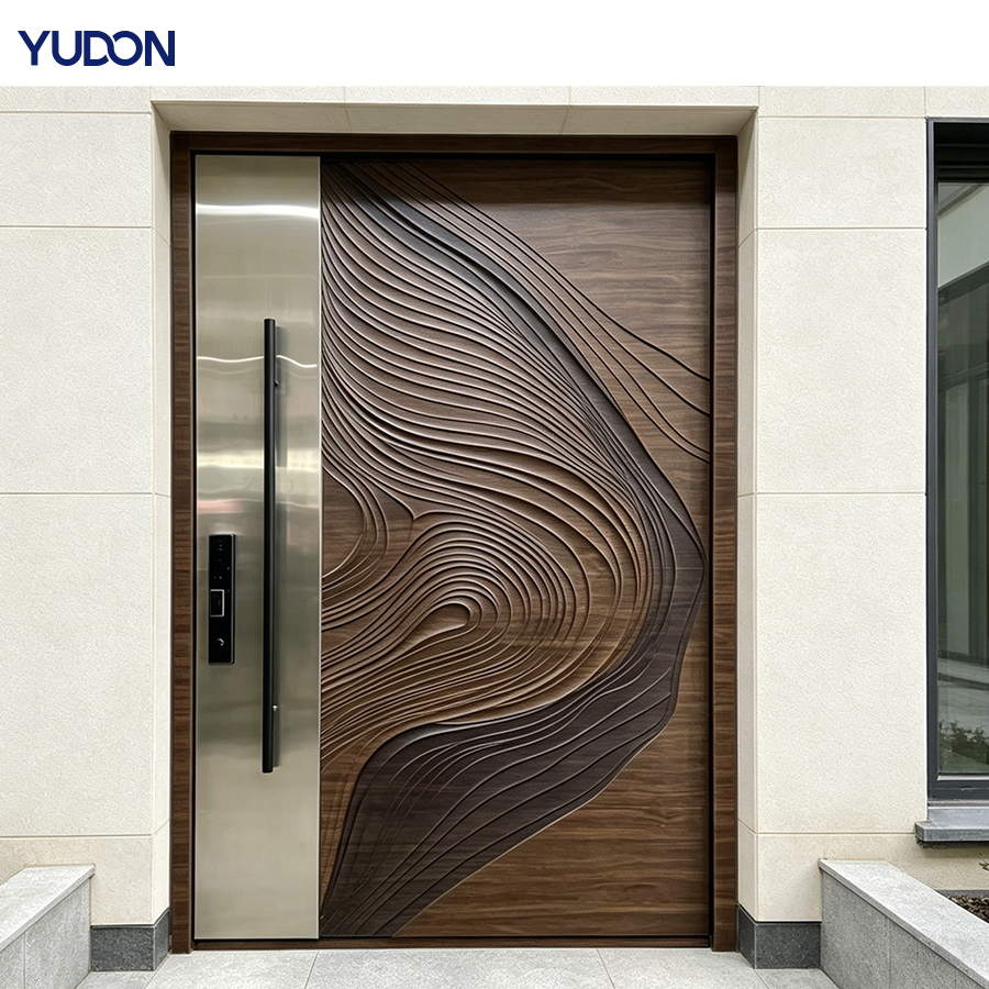 YUDON DOOR Aluminium draaideur Puertas De Seguridad Buitendeur Moderne entreedeur Roestwerend Verborgen scharnier Zwaar uitgevoerd voor woningen