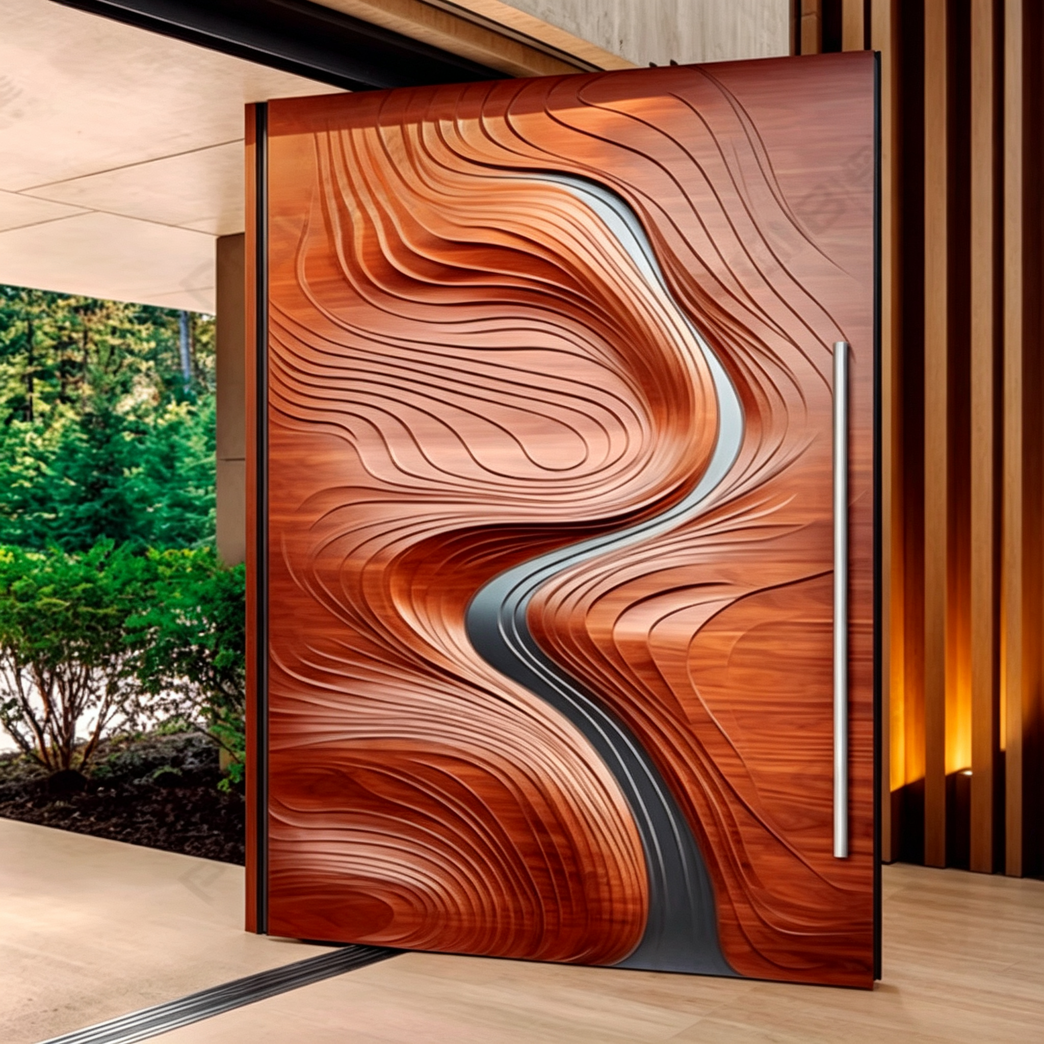 Moderne aluminium draaideur, geschikt voor villa's, hotels, kantoren en kunstgaleries. OEM-maatwerk mogelijk.