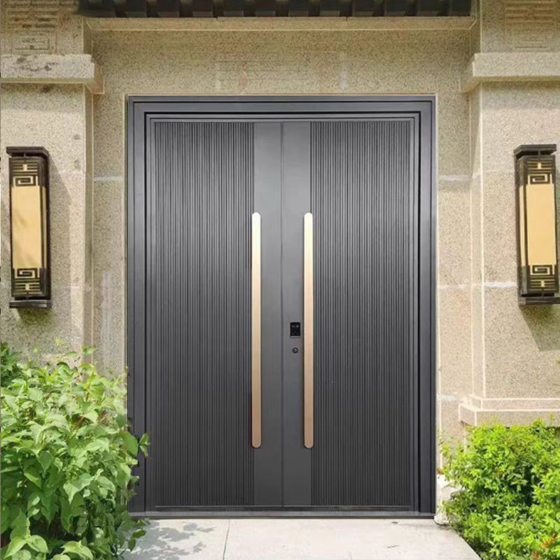 Koptekst Imitatiekoper Gegoten Aluminium Moderne Gesneden Op Maat Gemaakt Dubbele 9cm 1500mm Buitendeur Villa Veiligheidsdeur Inbraakwerend