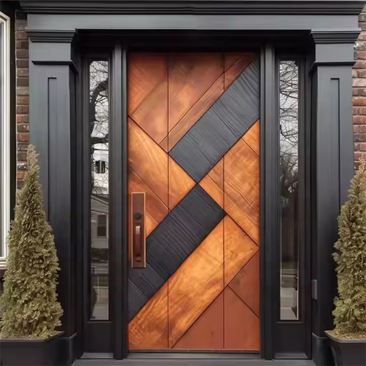 Luxe, moderne draaideur van aluminiumlegering voor de voordeur van residentiële hotels, villa's en appartementen.