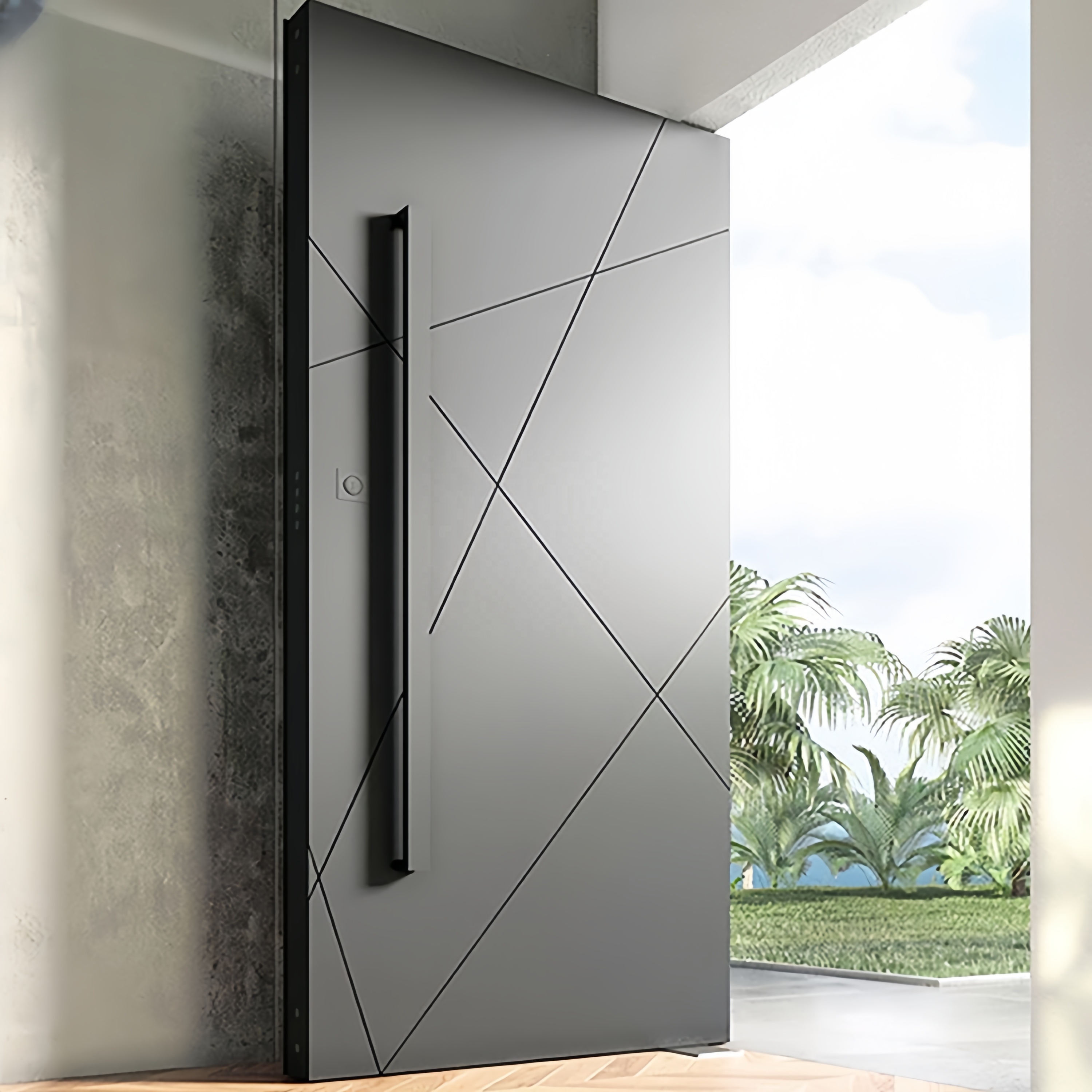 ZEKIN Nieuwe Stijl Op Maat Gemaakte Draaideur Aluminium Draaideur Luxe Villa Moderne Glazen Deur voor Huizen Slim Slot