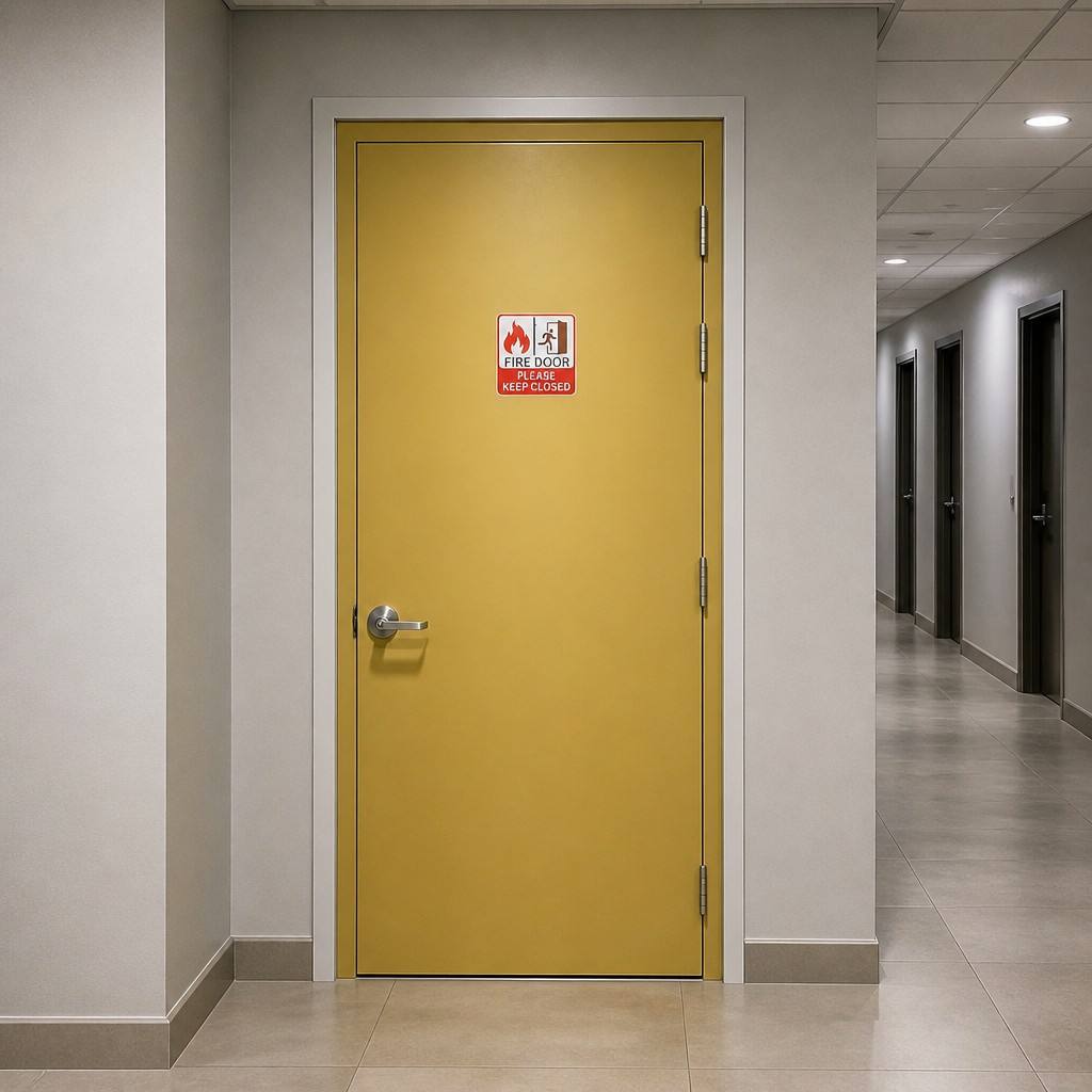 Brandveilige stalen nooduitgangdeur met paniekstang, 20-180 minuten brandwerend (WH) gecertificeerd voor appartementen, kantoren en commerciële gebouwen.