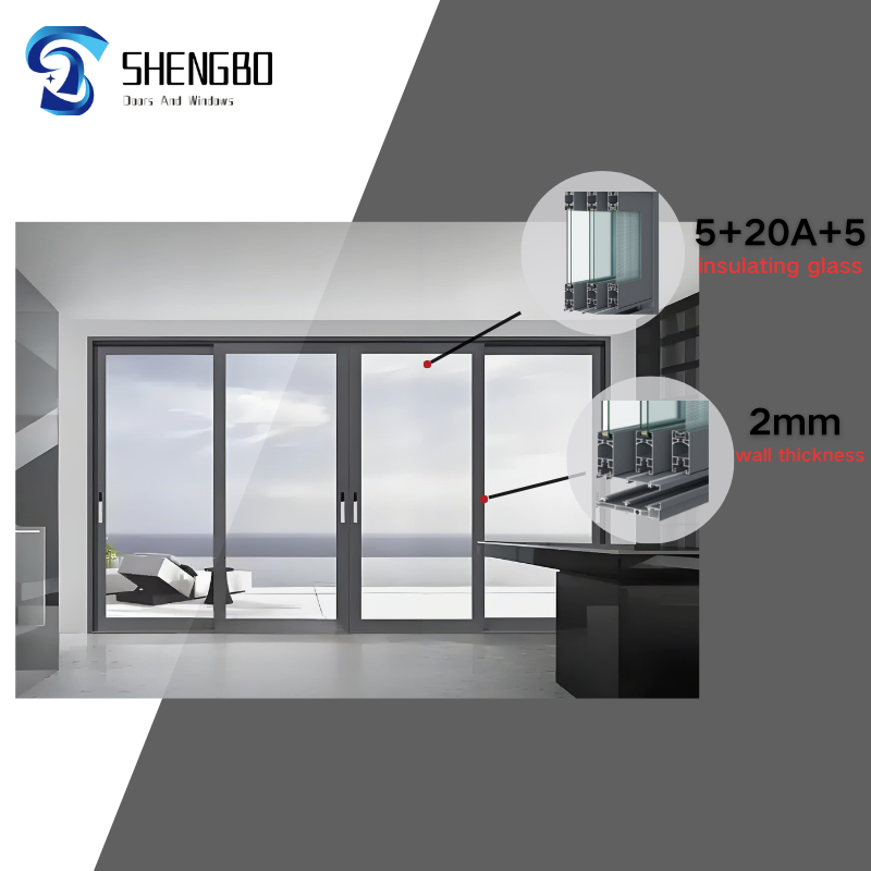 Schuifdeur van dubbellaags gehard glas volgens Australische normen, moderne stijl, aluminiumlegering, binnenwand voor tuin en garage.