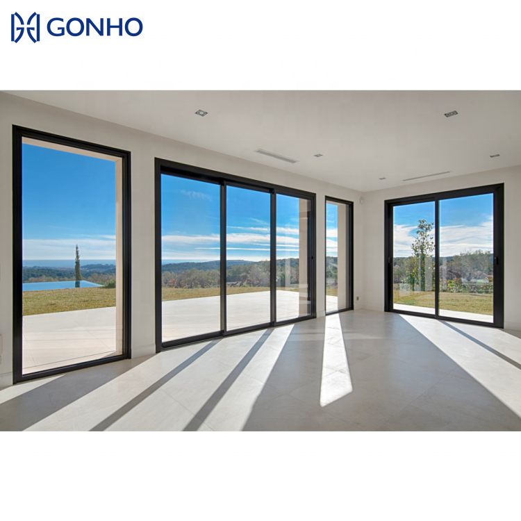 GONHO Franse deur voor balkon, aluminium schuifdeur, geluidsisolerende terrasdeur, dubbele beglazing, stalen balkondeur