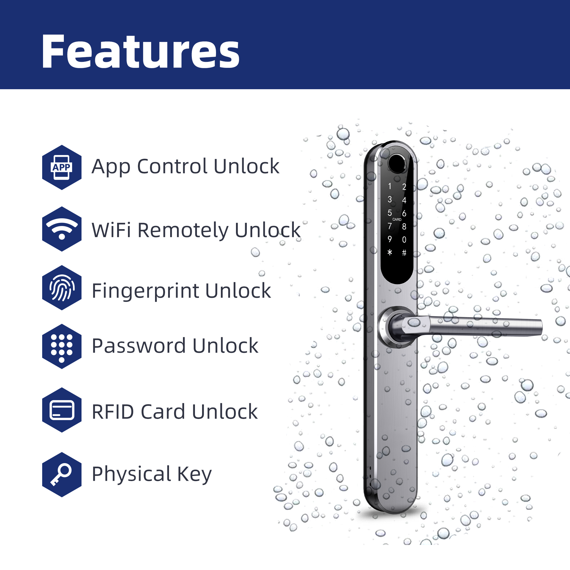 Liliwise Waterdicht IP66 Buitendeurslot Tuya APP TTLOCK BLE Wifi Slim Deurslot voor Smalle Aluminium Deuren en Houten Deuren