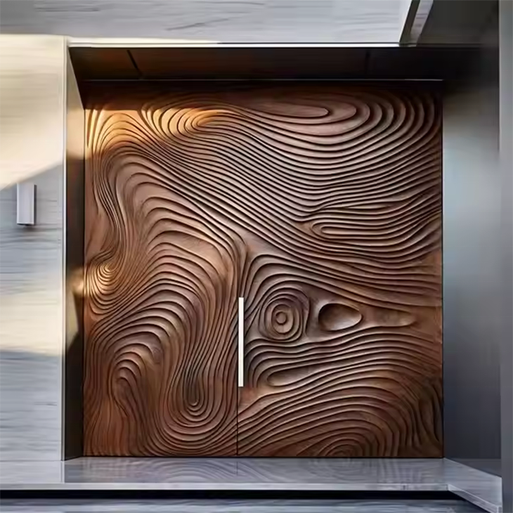 Luxe, moderne draaideur van aluminiumlegering voor de voordeur van residentiële hotels, villa's en appartementen.