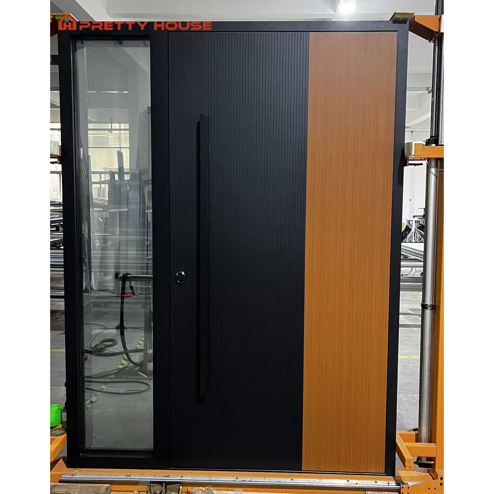Prettyhouse Custom Buitendeur met Draai-Pivot Luxe Veiligheids Aluminium Voordeur Moderne Beveiligings Anti-diefstal Voordeur