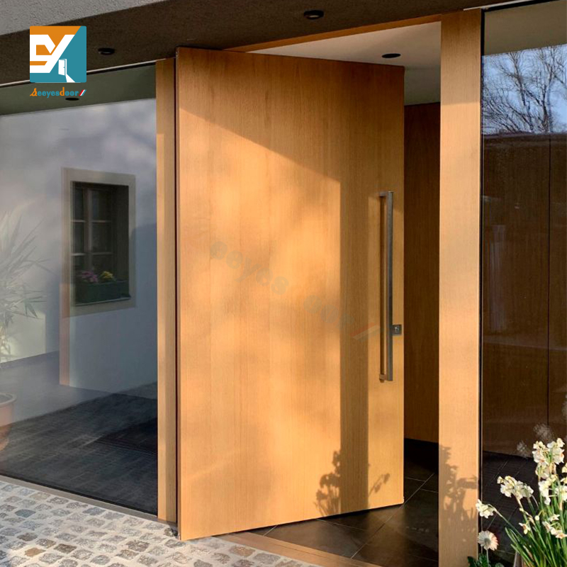 Seeyesdoor Moderne Huisbeveiliging Draaideur Staal Aluminium Dubbele Voordeur Luxe Walnoot Massief Houten Voordeur