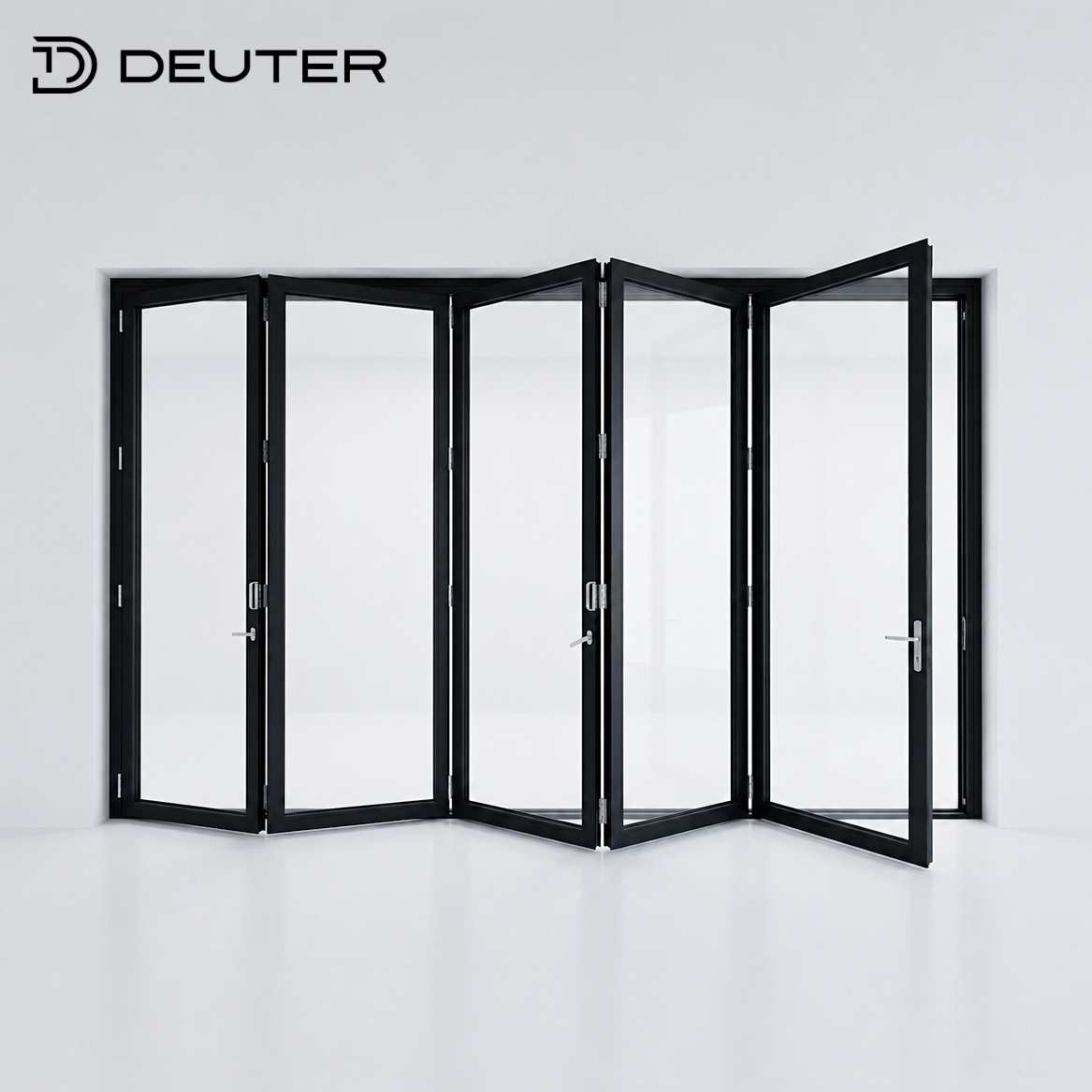 Panoramische waterdichte aluminium vouwdeuren met glas, thermische onderbreking, grote opening, modern accordeonvormig terrasdeursysteem voor buiten
