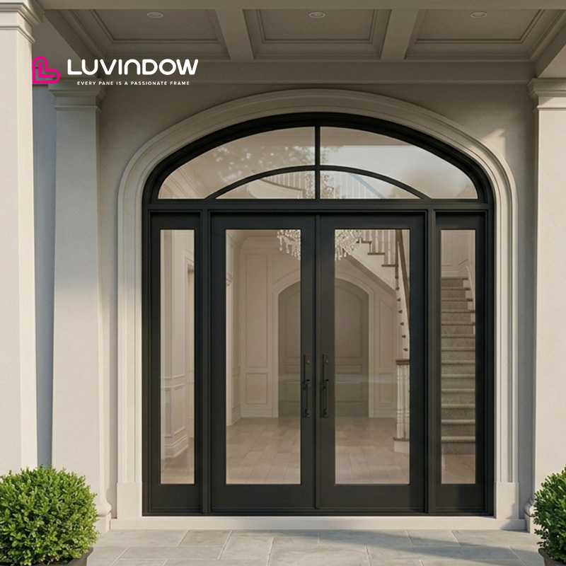 Luvindow Best Seller Aluminium Automatische Buitendeur met Dubbel Glas, Sectioneel Ontwerp, Warm Glas, Toegangsdeuren voor Woningen