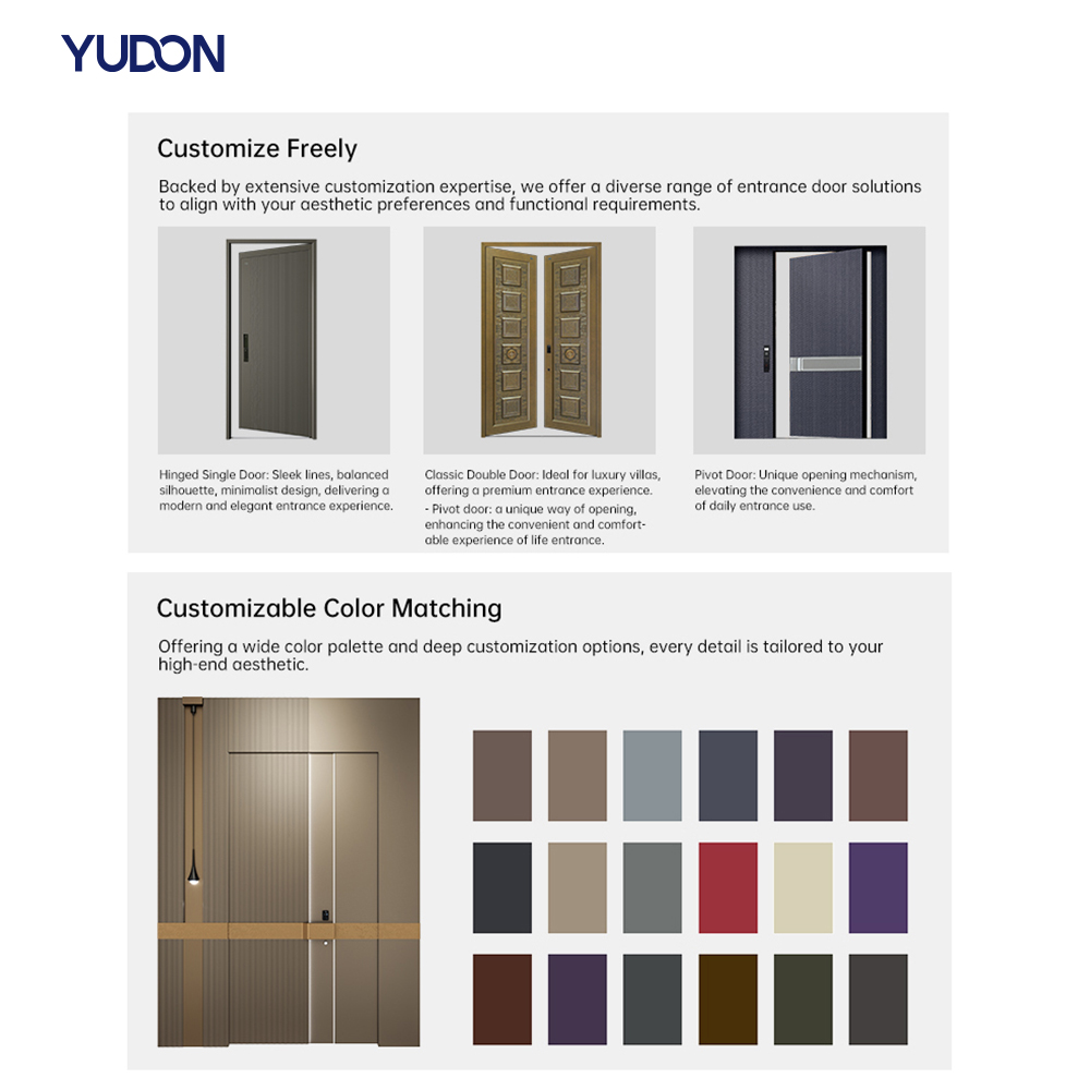 YUDON DOOR Aluminium draaideur Puertas De Seguridad Buitendeur Moderne entreedeur Roestwerend Verborgen scharnier Zwaar uitgevoerd voor woningen