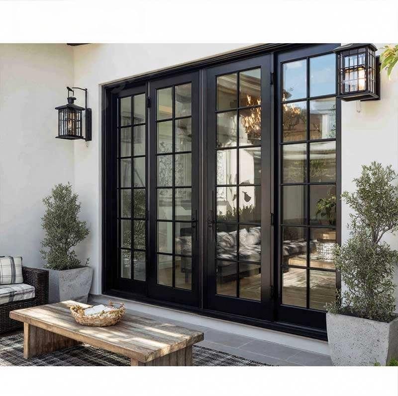 Sunnysky Factory Groothandel Residentiële Buitendeuren Hoofdingang Commerciële Buitendeuren Aluminium Dubbelglas Franse Draaideur