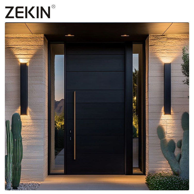 ZEKIN Luxe Voordeur Bruine Draaideur Buitendeur Veiligheid Aluminium Voordeur Draaideur voor Thuis