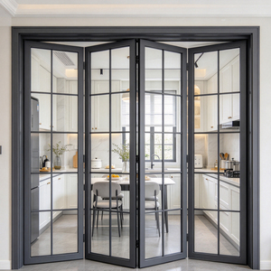 Waterdichte dubbelglas vouwdeur met Frans rooster en aluminium frame voor buitengebruik