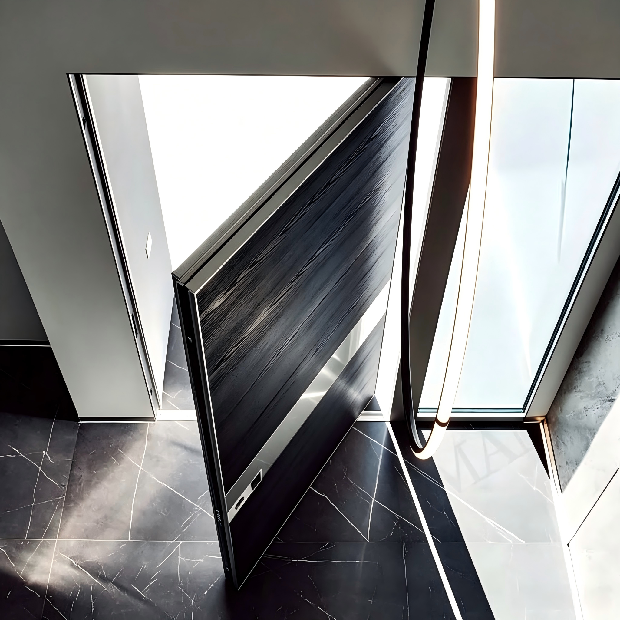 Grote aluminium draaideur met offset-as, dubbel glas, antidiefstal slim slot, PVDF-coating, luxe villa, China, totaal