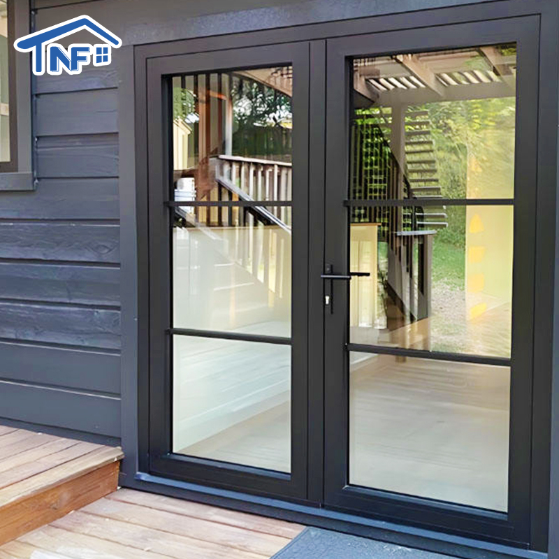 Moderne aluminium openslaande deur (Franse deur) voor werkplaats/appartement, met gehard glas.