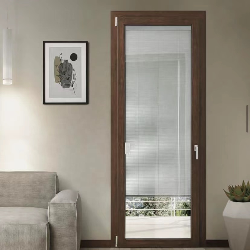 Nuoxin Moderne Aluminium Draaideur 6063-T6 Thermische Onderbreking Dubbelglas Geluidsisolerend Waterdicht Orkaanbestendig Voordeur