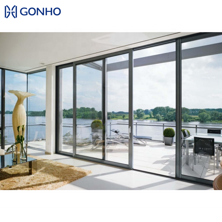 GONHO Franse deur voor balkon, aluminium schuifdeur, geluidsisolerende terrasdeur, dubbele beglazing, stalen balkondeur