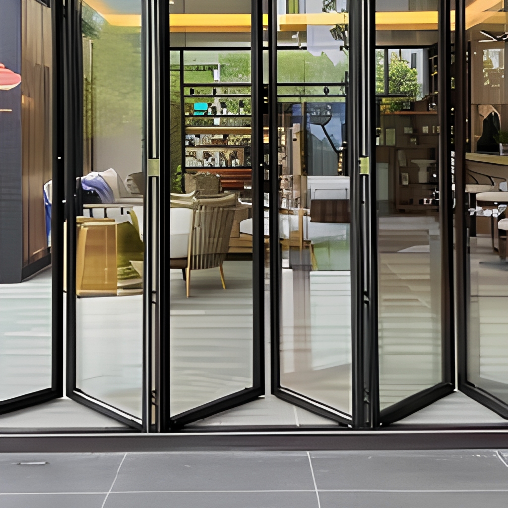 Thermisch onderbroken aluminium vouwdeur 8+18A+8 dubbel glas gehard glas terras entree vouwdeur